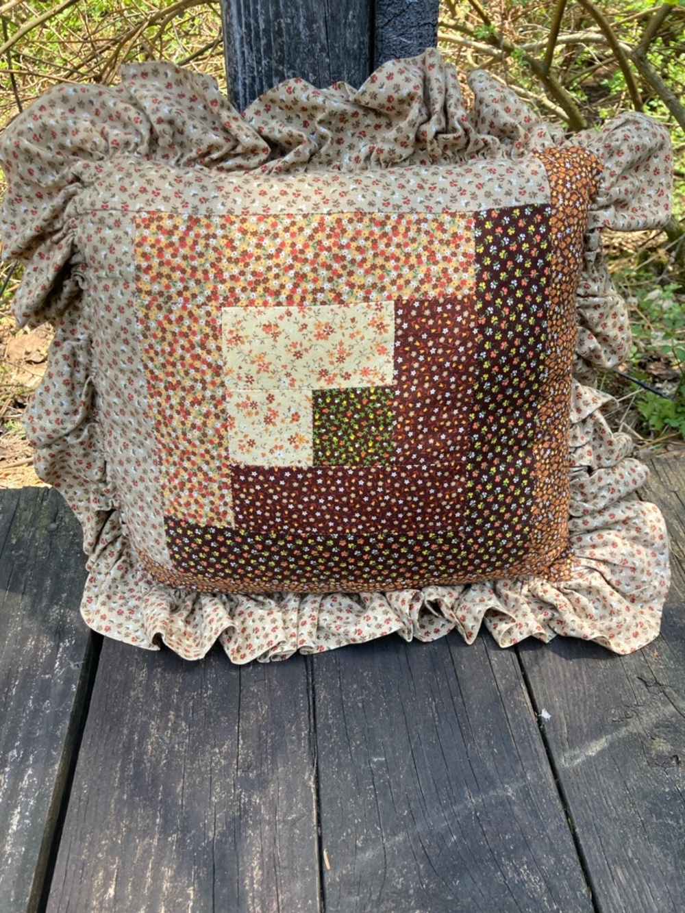 Vintage Quilted Handmade Cabincore Cottagecore Throw Pillow!